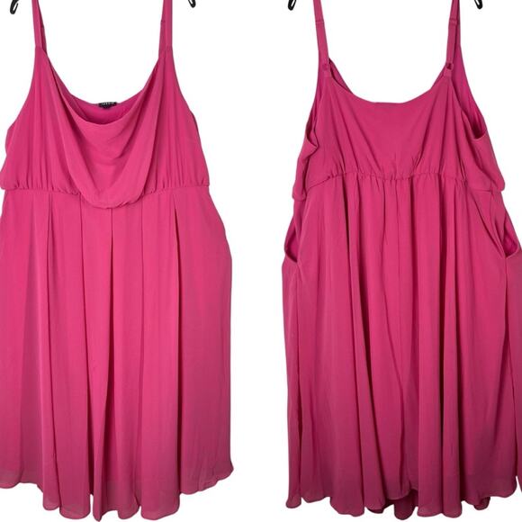 Torrid Chiffon Pink Cowl Neck Flowy Pleated Midi Summer Dress - Picture 14 of 14